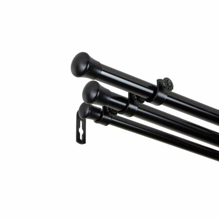 CENTRAL DESIGN 0.8125 in. Triple Curtain Rod with 28 to 48 in. Extension, Black TRIPLE-282